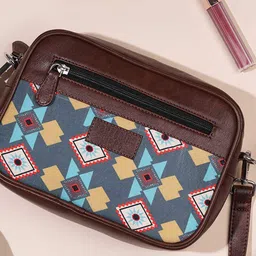 Happening Hippo Geometric Printed Miniature PU Sling Bag-10