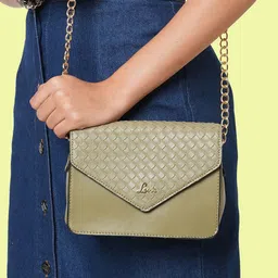 Lavie Moritz Green Self Design Envelope Sling Bag-19