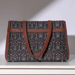 ZOUK Floral Printed Jute Structured Shoulder Bag image 1