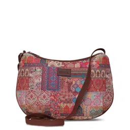 ZOUK Red  Printed Half Moon Sling Bag image 2