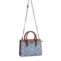 TEAL BY CHUMBAK Two Handles Floral Printed Structured Handheld Bag image 3