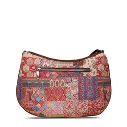 ZOUK Red  Printed Half Moon Sling Bag image 4