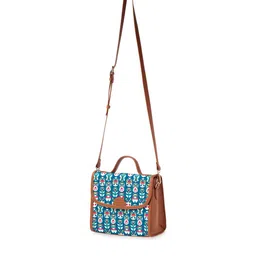 TEAL BY CHUMBAK Graphic Printed Satchel Bag image 4