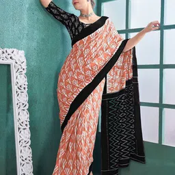 KALINI Ethnic Motifs Printed Pure Cotton Ikat Saree-image-54