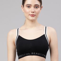 PrettyCat Black Solid High Support Lightly Padded Workout Bra-picture-54