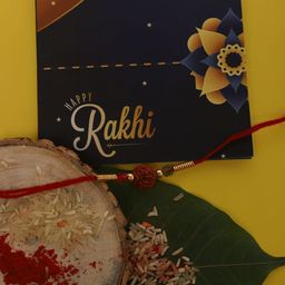 YouBella Men Red Rudaraksh Rakhi With Greeting Card-image-80