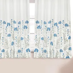 Tranquebar Home Blue & White 2 Pieces Floral Printed Room Darkening Cotton Window Curtains-picture-17