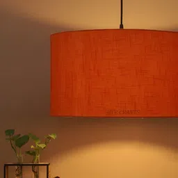 BTR CRAFTS Orange and Black Hanging Drum Shade Canopy Ceiling Lamp-image-33