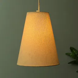 Homesake Beige Solid Khadi Fabric Handcrafted Hanging Light-image-12