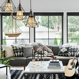 Areezo Black & White Textured Ceiling Lamp-6