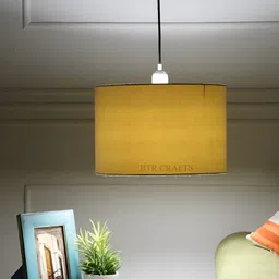 BTR CRAFTS Yellow and Black Hanging Drum Shade Canopy Ceiling Lamp-image-99