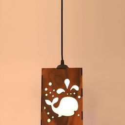 Gojeeva Brown Textured Wooden Ceiling Lamp With Adjustable Cord image 4