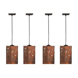 Gojeeva Brown 4 Pieces Textured Wooden Ceiling Lamp With Adjustable Cord image 5