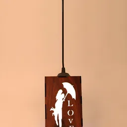 Gojeeva Brown Textured Wooden Ceiling Lamp With Adjustable Cord image 5