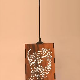 Gojeeva Brown Textured Wooden Ceiling Lamp With Adjustable Cord image 3