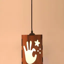 Gojeeva Brown and White Wooden 10 Watts Rectangular Contemporary Ceiling Lamp image 5