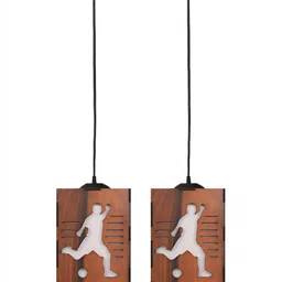 Gojeeva Brown Rectangle Textured Wooden Contemporary Ceiling Lamp image 2