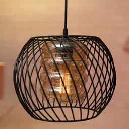 Homesake Black Textured Twister Cage Pendant Lighting Ceiling Lamp-18