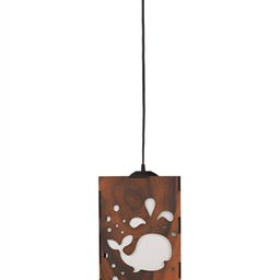 Gojeeva Brown Textured Wooden Ceiling Lamp With Adjustable Cord image 3