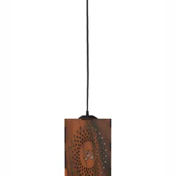 Gojeeva Brown and White Aum Symbol Wooden 10 Watts Rectangular Traditional Ceiling Lamp image 4