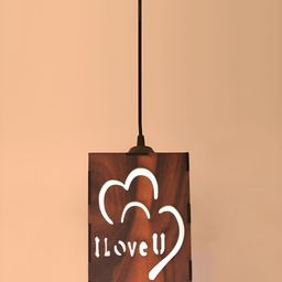 Gojeeva Brown 2 Pieces Textured Wooden Ceiling Lamp With Adjustable Cord image 4