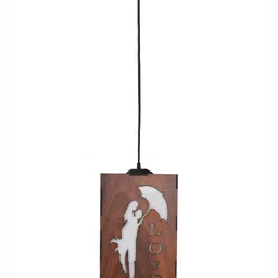 Gojeeva Brown Textured Wooden Ceiling Lamp With Adjustable Cord image 4