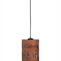 Gojeeva Brown Textured Wooden Ceiling Lamp With Adjustable Cord image 5