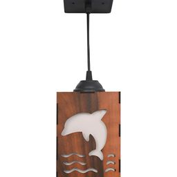 Gojeeva Brown and White Dolphin Wooden 10 Watts Rectangular Contemporary Ceiling Lamp image 4