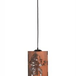 Gojeeva Brown 2 Pieces  Carved Textured Wooden Ceiling Lamp With Adjustable Cord image 3