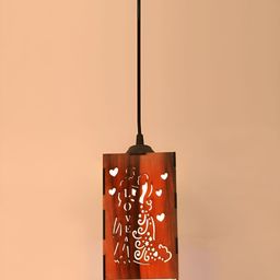 Gojeeva Brown 4 Pieces Textured Wooden Ceiling Lamp With Adjustable Cord image 2