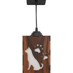 Gojeeva Brown Textured Wooden Ceiling Lamp With Adjustable Cord image 2