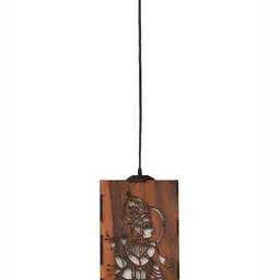 Gojeeva Brown 2 Pieces Textured Wooden Ceiling Lamp With Adjustable Cord image 2