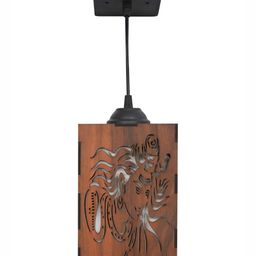 Gojeeva Brown & White 4 Pieces Wooden 10 Watts Rectangular Traditional Ceiling Lamp image 4