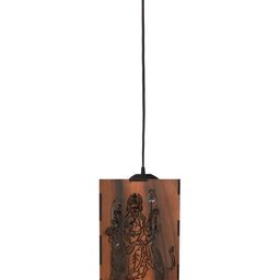 Gojeeva Brown & White 2 Pcs Wooden 10 Watts Rectangular Traditional Ceiling Lamp image 3