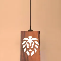 Gojeeva Brown 4 Pieces Textured Wooden Ceiling Lamp With Adjustable Cord image 4