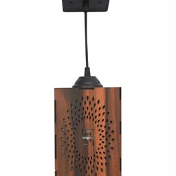 Gojeeva Brown Textured Wooden Ceiling Lamp With Adjustable Cord image 3