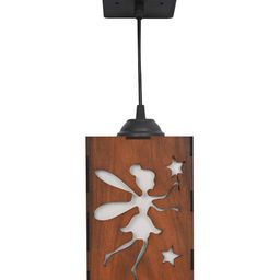 Gojeeva Brown & White Fairy Wooden 10 Watts Rectangular Contemporary Ceiling Lamp image 4