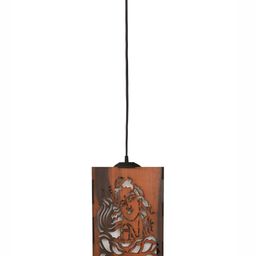 Gojeeva Brown 2 Pieces Textured Wooden Ceiling Lamp With Adjustable Cord image 5