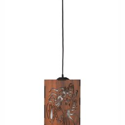 Gojeeva Brown & White 2 Pcs Wooden 10 Watts Rectangular Traditional Ceiling Lamps image 4
