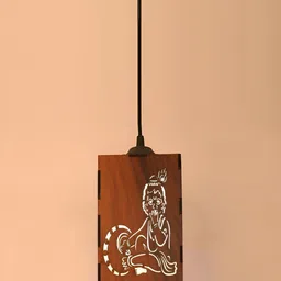 Gojeeva Brown 4 Pieces Textured Wooden Ceiling Lamp With Adjustable Cord image 2