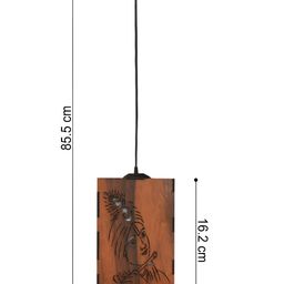 Gojeeva Brown 4 Pieces Textured Wooden Ceiling Lamp With Adjustable Cord image 4