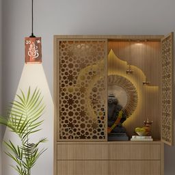 Gojeeva Brown Textured Wooden Ceiling Lamp With Adjustable Cord-33