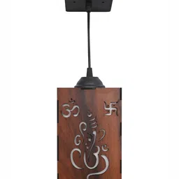 Gojeeva Brown 4 Pieces Textured Wooden Ceiling Lamp With Adjustable Cord image 4