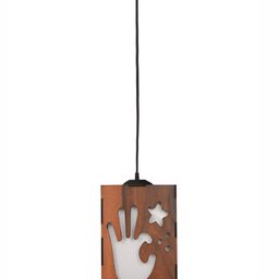 Gojeeva Brown and White Wooden 10 Watts Rectangular Contemporary Ceiling Lamp image 3