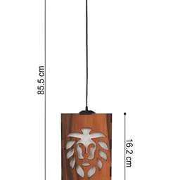 Gojeeva Brown 4 Pieces Textured Wooden Ceiling Lamp With Adjustable Cord image 3