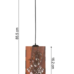Gojeeva Brown & White 2 Pcs Krishna Wooden 10 Watts Rectangular Traditional Ceiling Lamps image 4