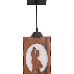 Gojeeva Brown 4 Pieces Textured Wooden Ceiling Lamp With Adjustable Cord image 3