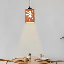 Gojeeva Brown & White Fairy Wooden 10 Watts Rectangular Contemporary Ceiling Lamp-94
