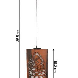 Gojeeva Brown 2 Pieces Textured Wooden Ceiling Lamp With Adjustable Cord image 2