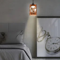 Gojeeva Brown and White Wooden 10 Watts Rectangular Contemporary Ceiling Lamp-90